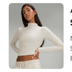 Lululemon All Aligned Mock Neck Long Sleeve in Natural Ivory